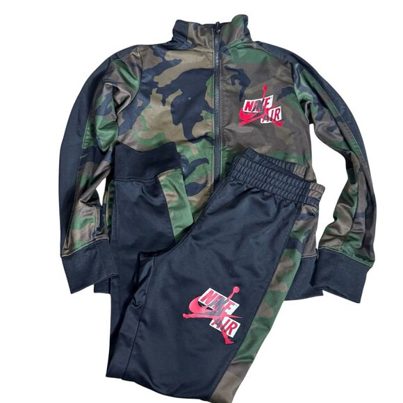 NIKE AIR JORDAN Boys Camo Warm Up Jacket Pants 2-piece Set Sz S - Picture 1 of 10
